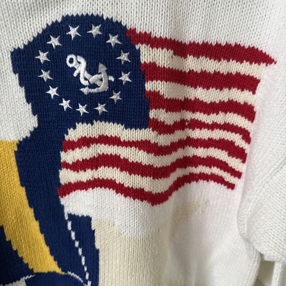 Gant Mens Medium Flag Sweater Hand Intarsia Cotton Nautical - Picture 5 of 11